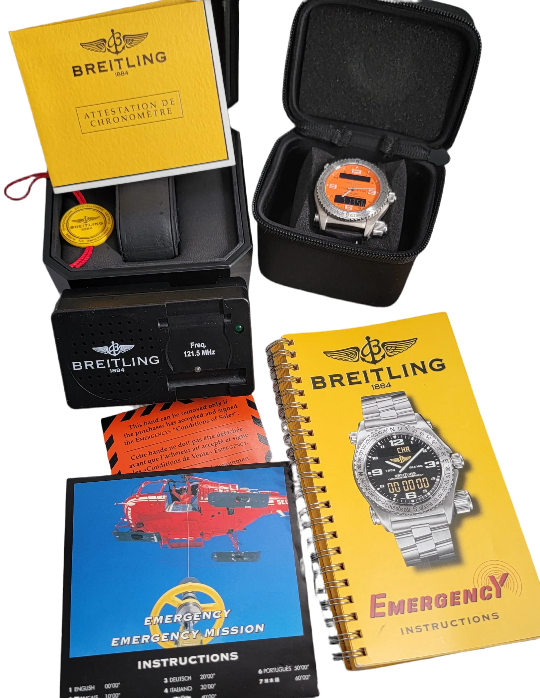 Sold! Breitling Emergency Titanium Orange Dial Watch