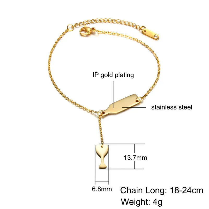 Stainless steel wine glass bracelet