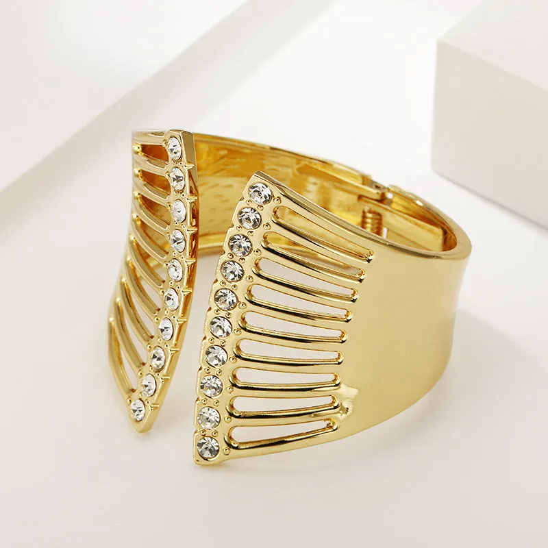 Statement Headpiece: Vienna Verve Metal Bracelet with Brick Detail