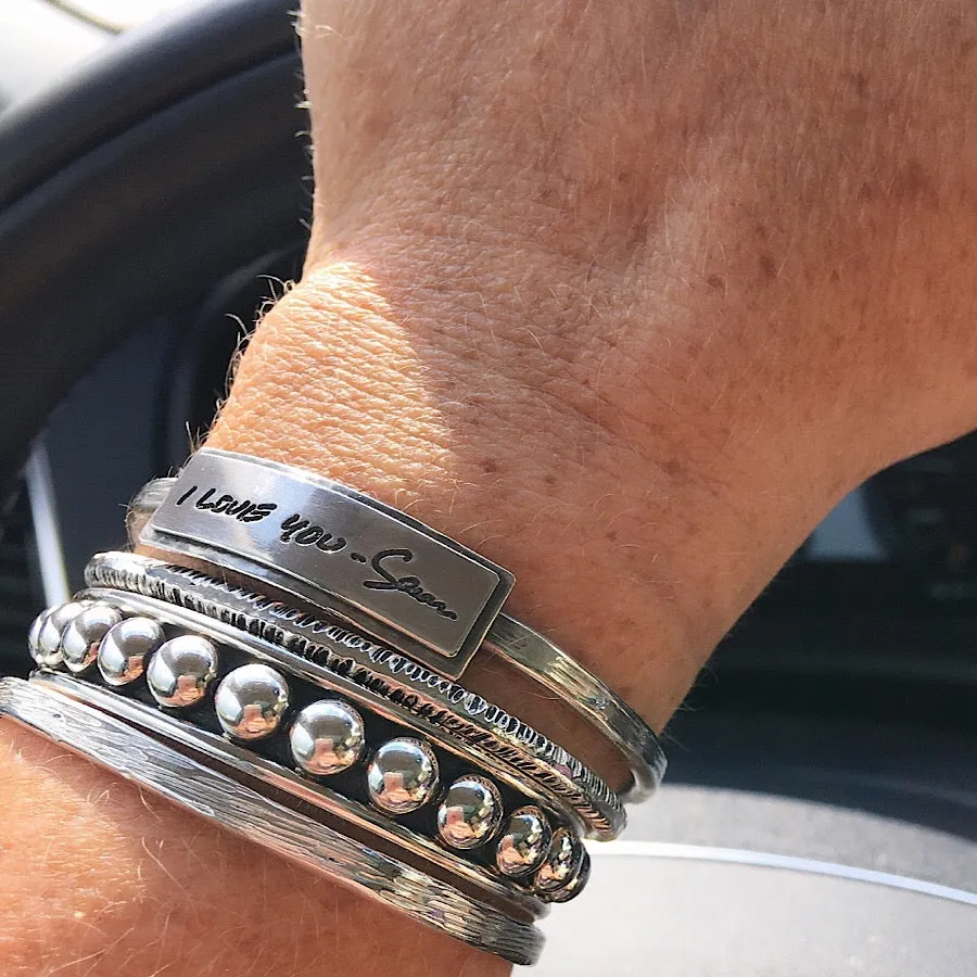 Sterling Handwritten Messages Thin Cuff