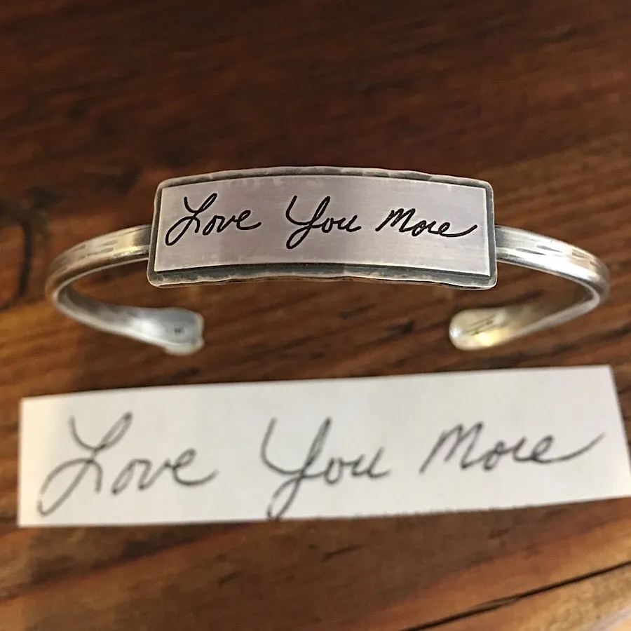 Sterling Handwritten Messages Thin Cuff
