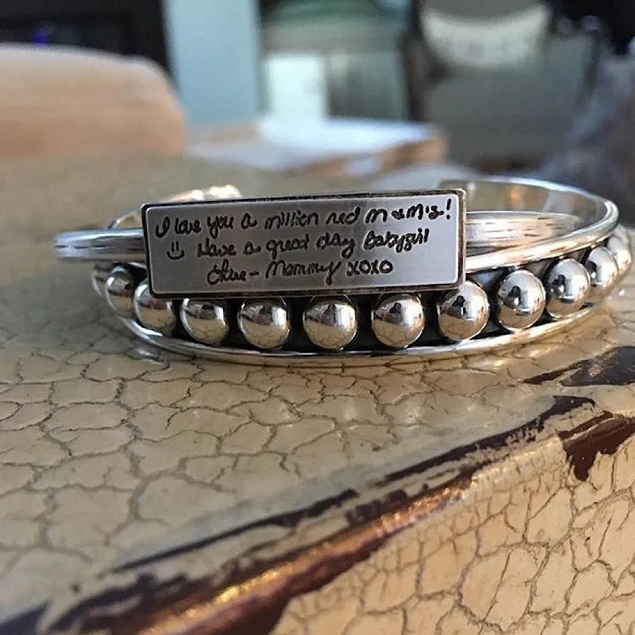 Sterling Handwritten Messages Thin Cuff