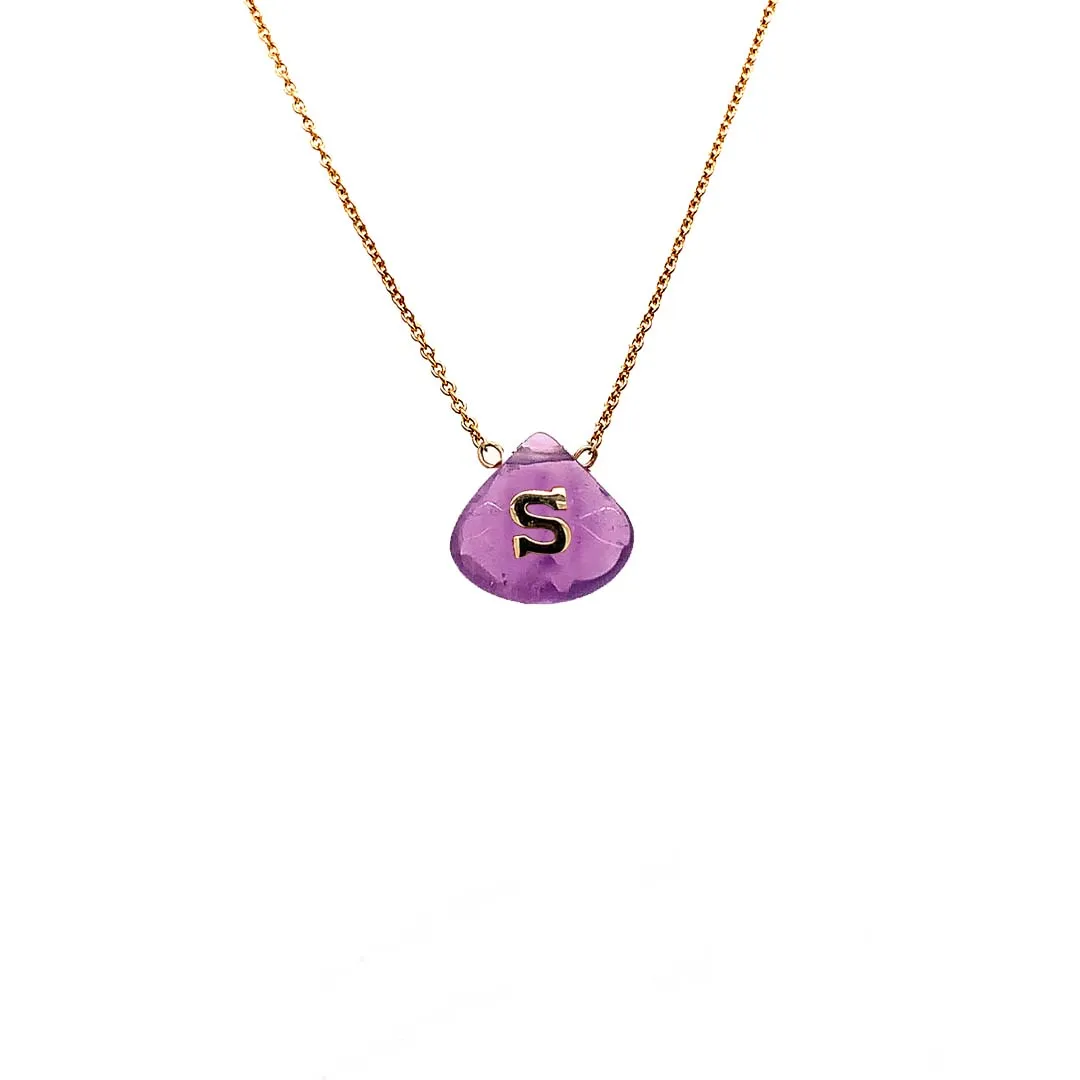 Stone With Gold Initial Necklace