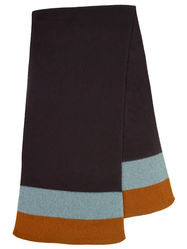 Striped End Brushed Blanket Scarf Military