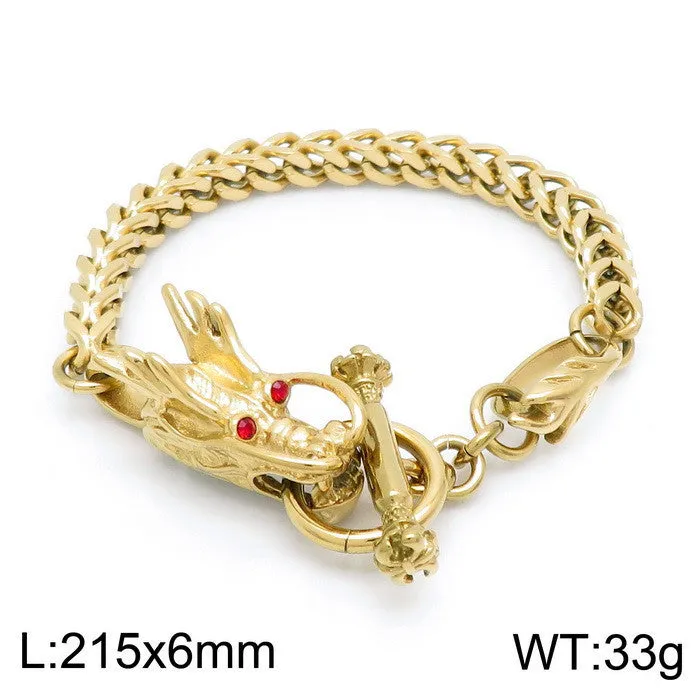 Stylish Retro Custom Titanium Steel Bracelet for Men, Trendy European-American Design in Durable Stainless Steel