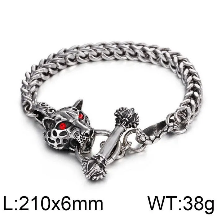 Stylish Retro Custom Titanium Steel Bracelet for Men, Trendy European-American Design in Durable Stainless Steel