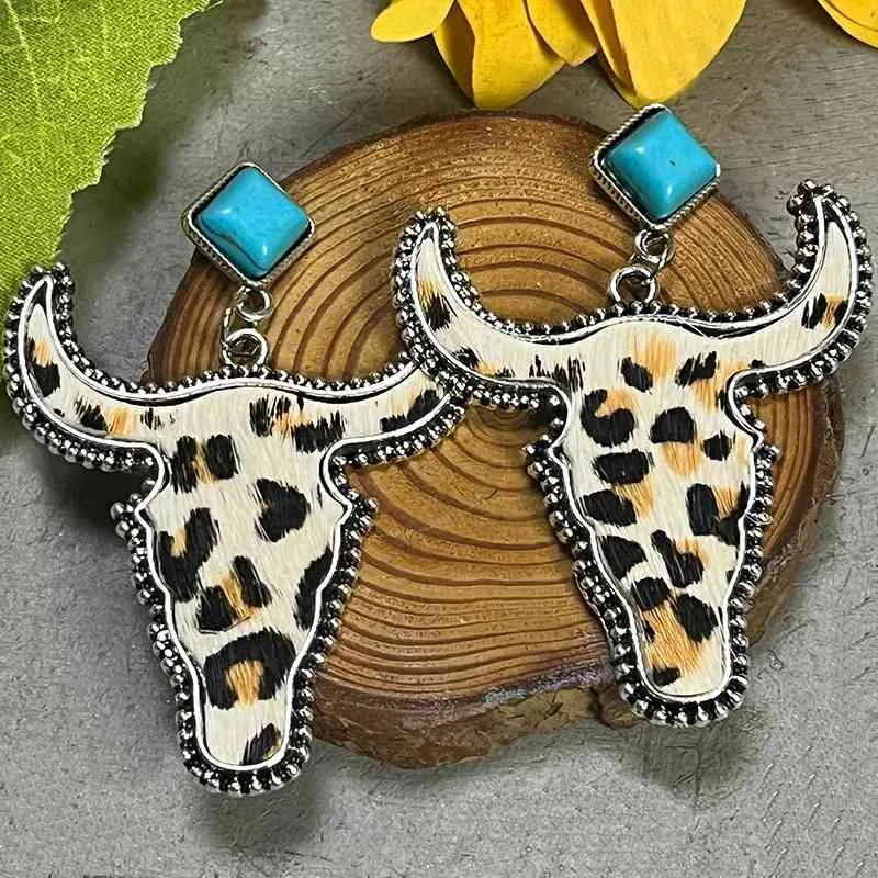 TEEK - Bull Shape Turquoise Dangle Earrings
