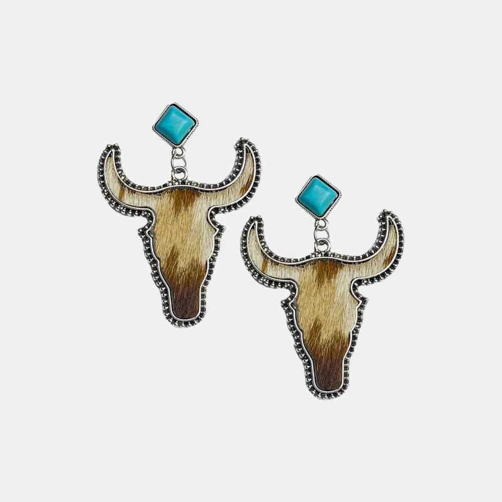 TEEK - Bull Shape Turquoise Dangle Earrings