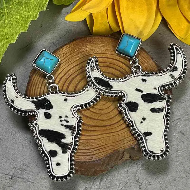 TEEK - Bull Shape Turquoise Dangle Earrings