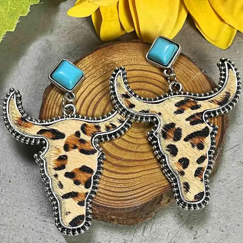 TEEK - Bull Shape Turquoise Dangle Earrings