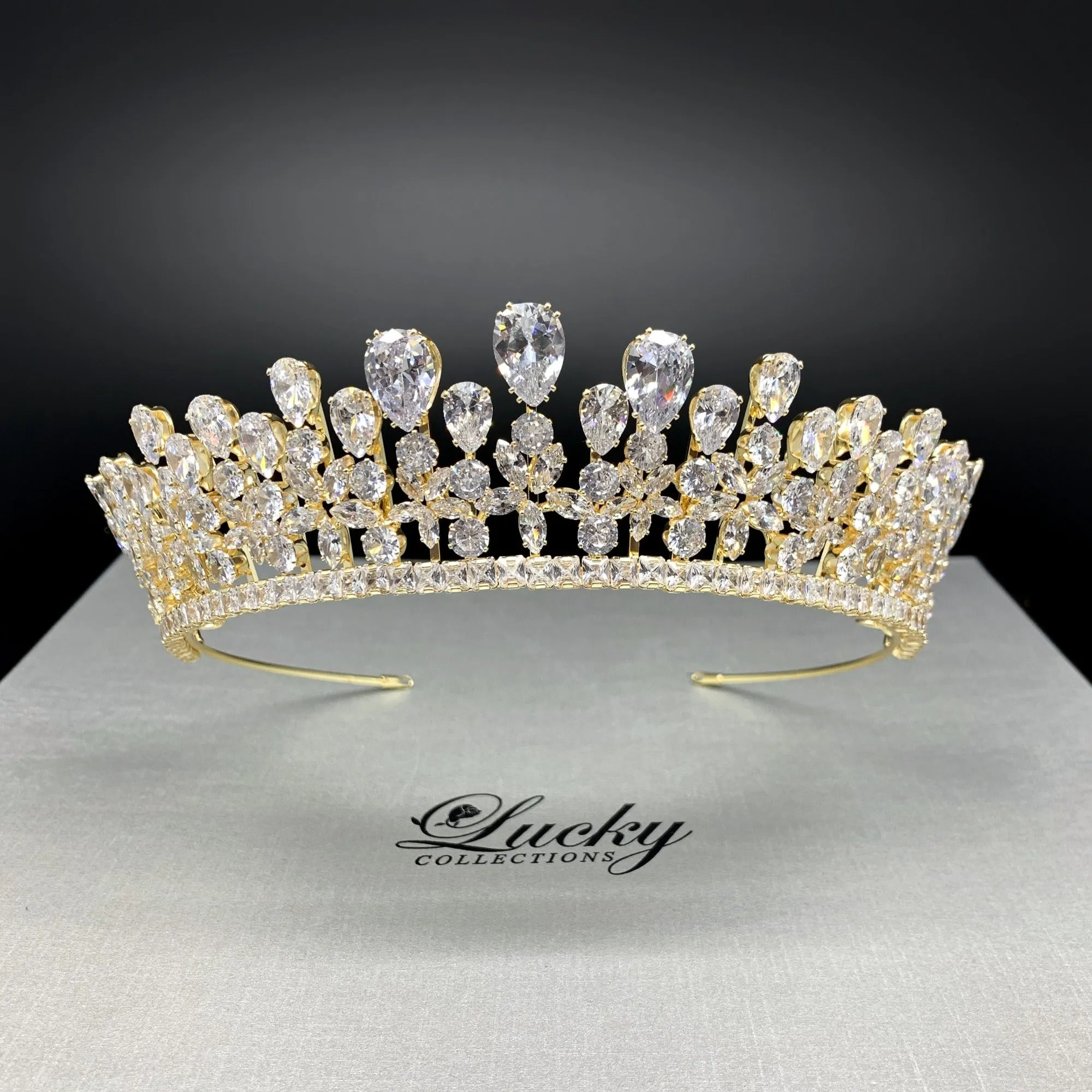 Tiara, Large Gem Teardrop Zirconia Beauty, Bridal and Quinceanera Beauty