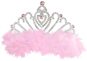 Tiara mit rosa Marabufedern