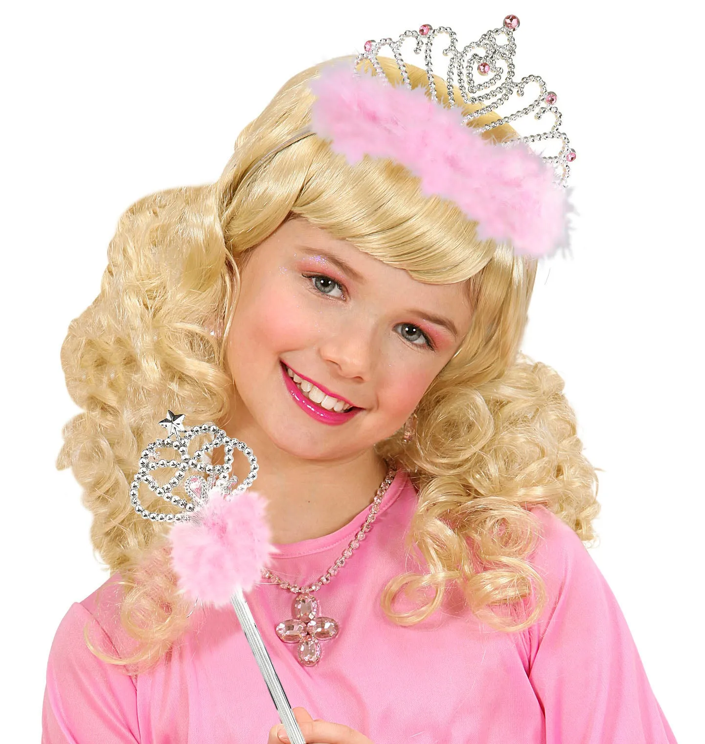 Tiara mit rosa Marabufedern