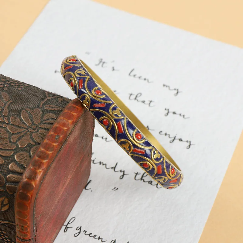 Tibetan Nepalese Bracelet National Style Retro Pure Copper Inlaid Turquoise Tibetan Handmade Bracelet