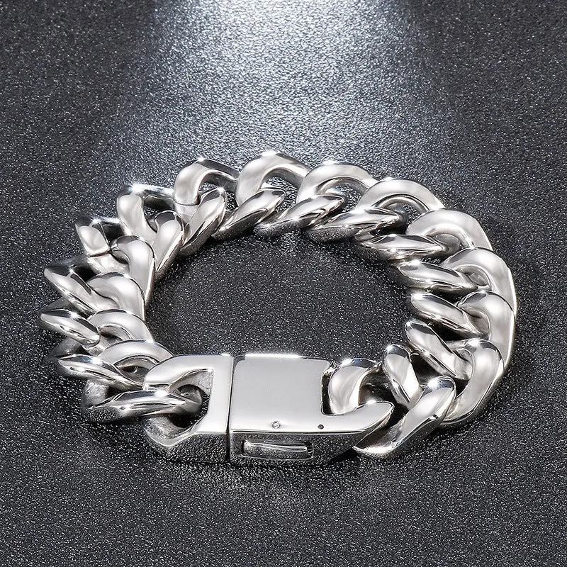 Titanium Steel Smooth Bracelet for Men - European and American Dominant Style Stainless Steel Jewelry Wholesale