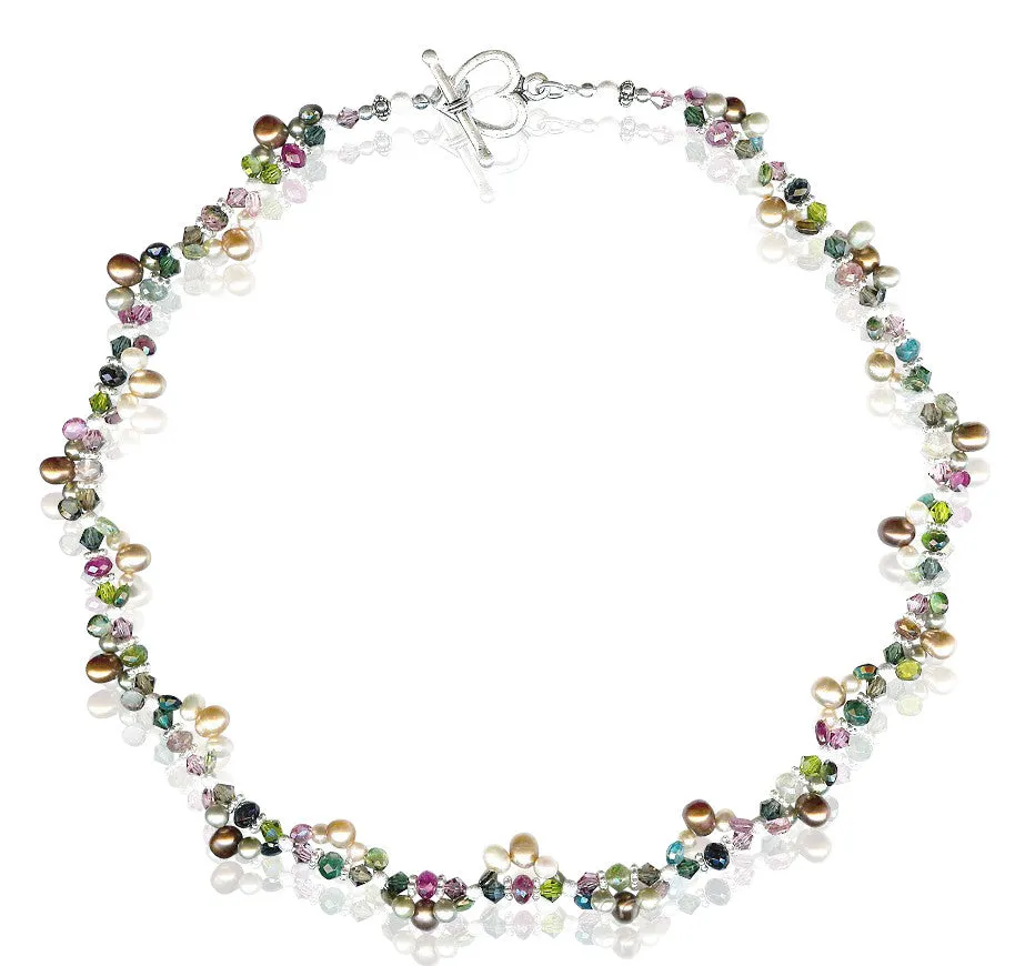 Tourmaline Gemstone Pearl Twist Necklace