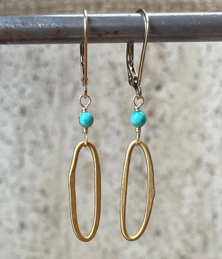 Turquoise Vermeil Oval Earrings