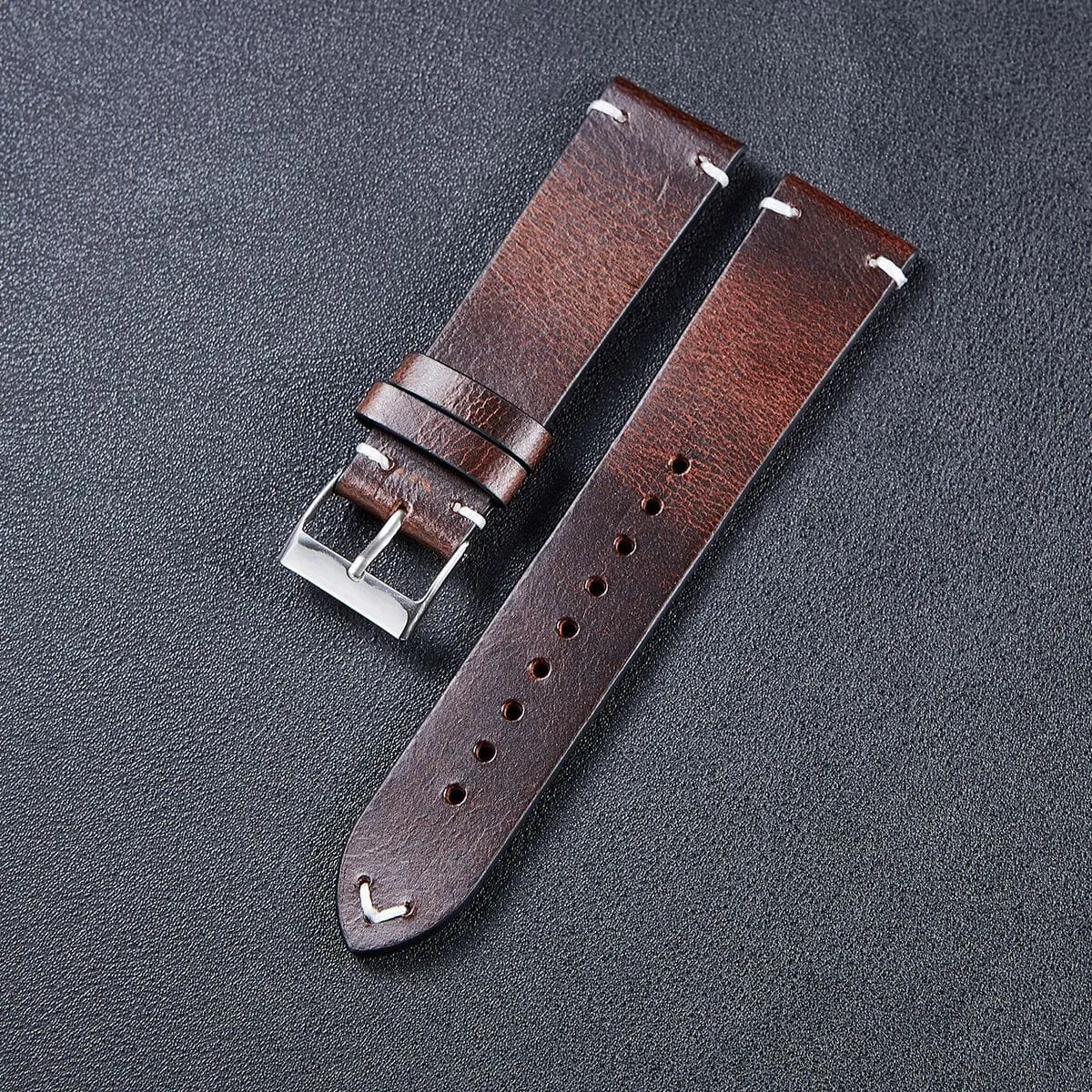 Vintage Oiled Leather Watch Straps Compatible with the MVMT Chrono 40mm, Element & Powerlane