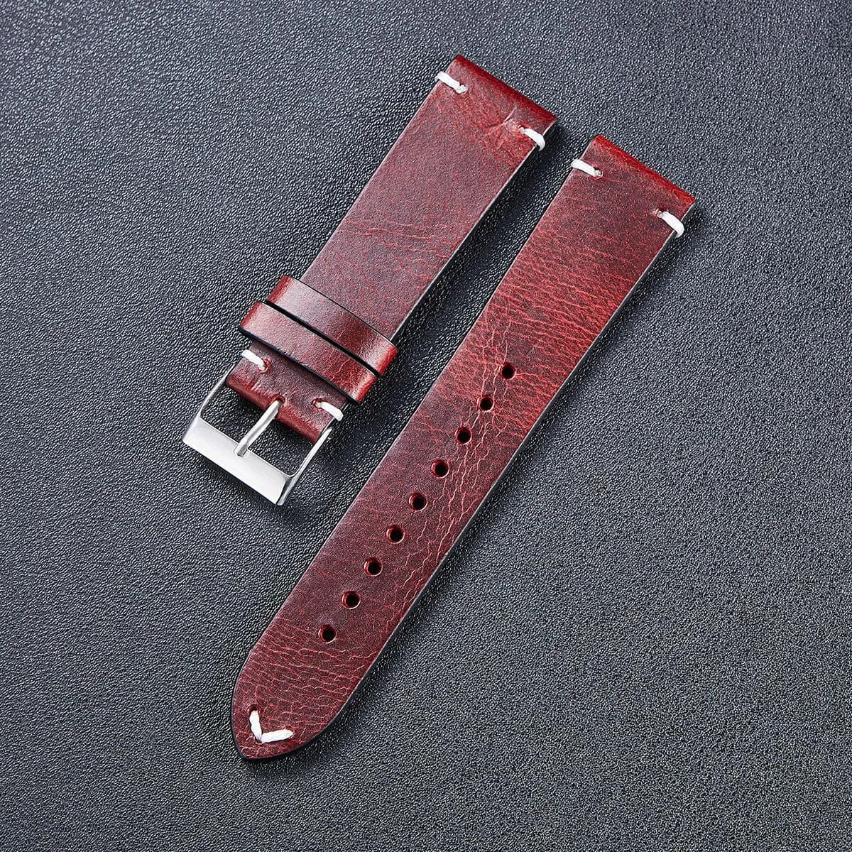 Vintage Oiled Leather Watch Straps Compatible with the MVMT Chrono 40mm, Element & Powerlane