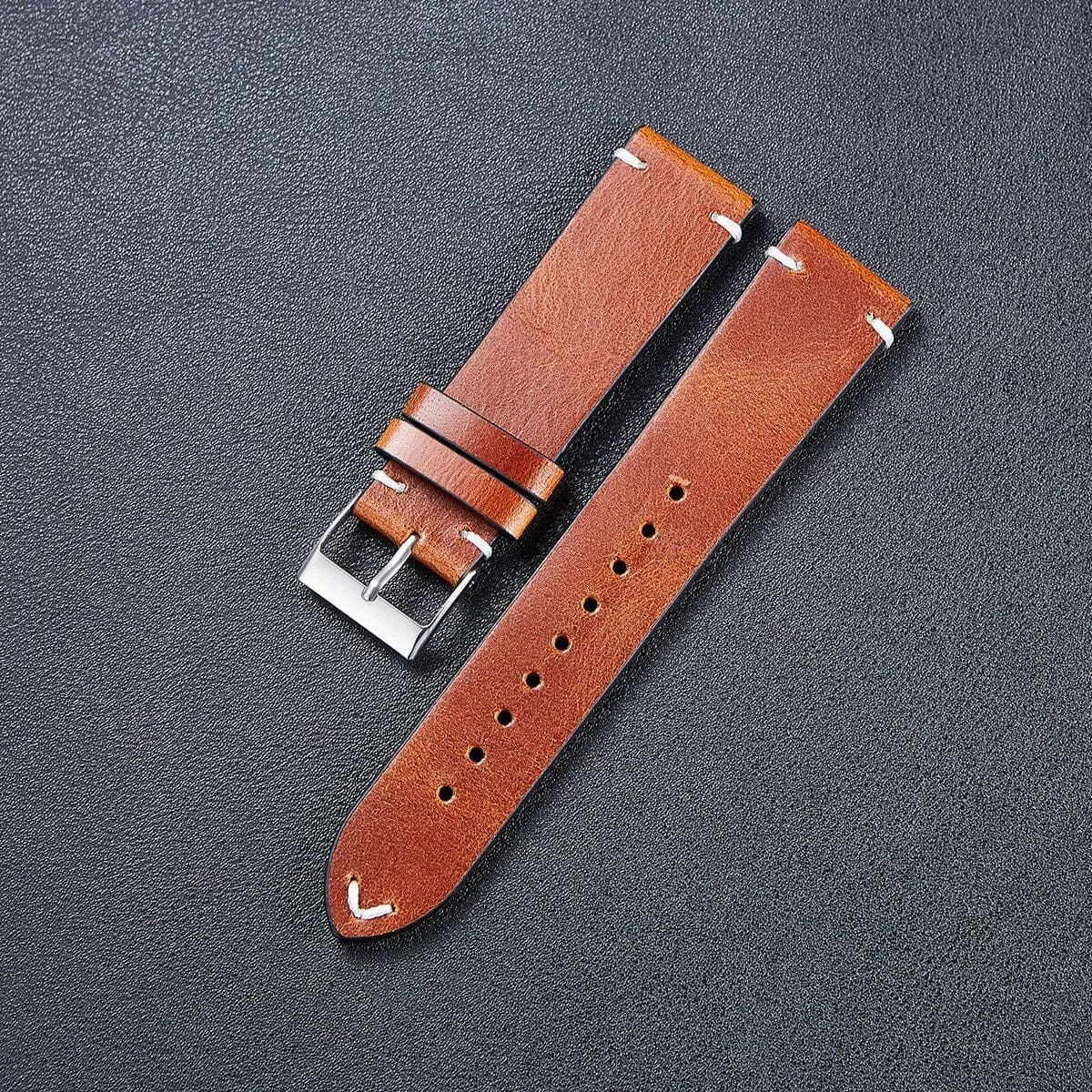 Vintage Oiled Leather Watch Straps Compatible with the MVMT Chrono 40mm, Element & Powerlane