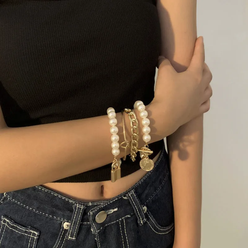 Vintage Pearl Shaped Bracelet Set
