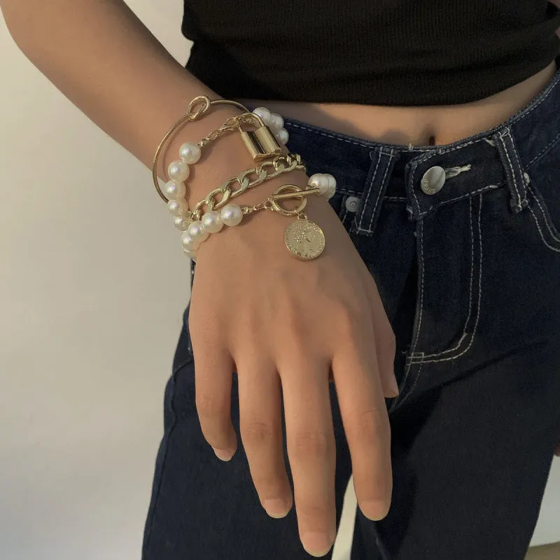 Vintage Pearl Shaped Bracelet Set