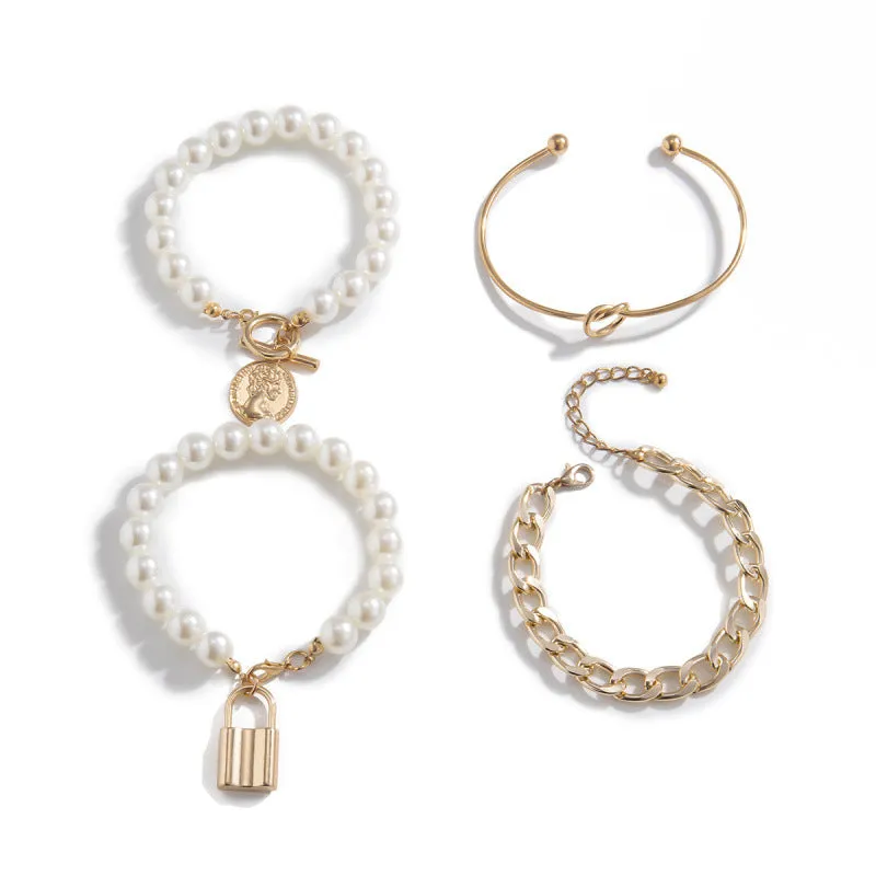 Vintage Pearl Shaped Bracelet Set