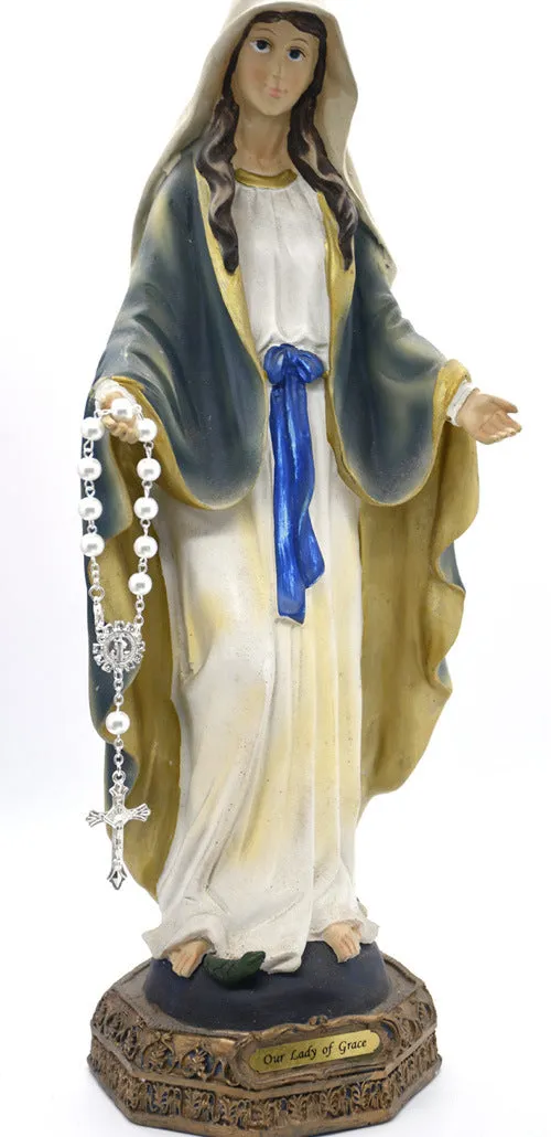 Virgin Mary Cross Bracelet With Pearl Rosary