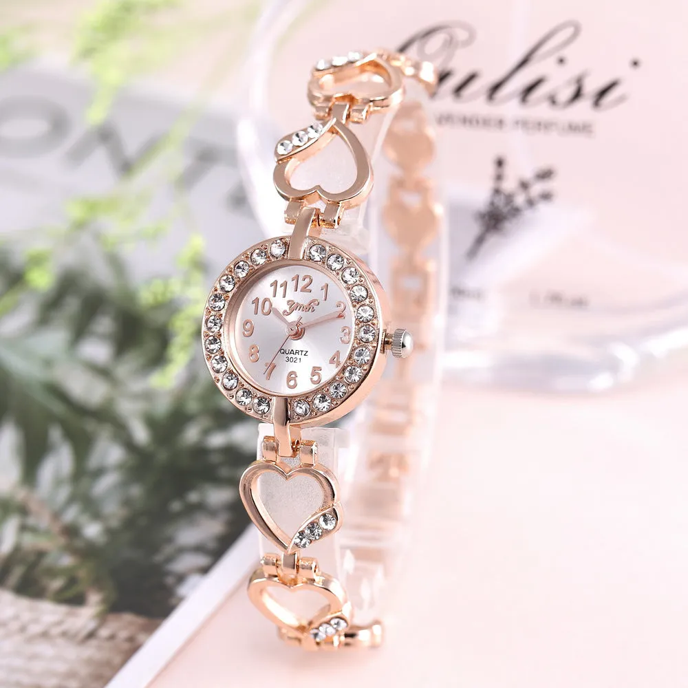 Women's Alloy Set Watch Women's Brace Lace Bracelet Peach Heart String Quartz Watch