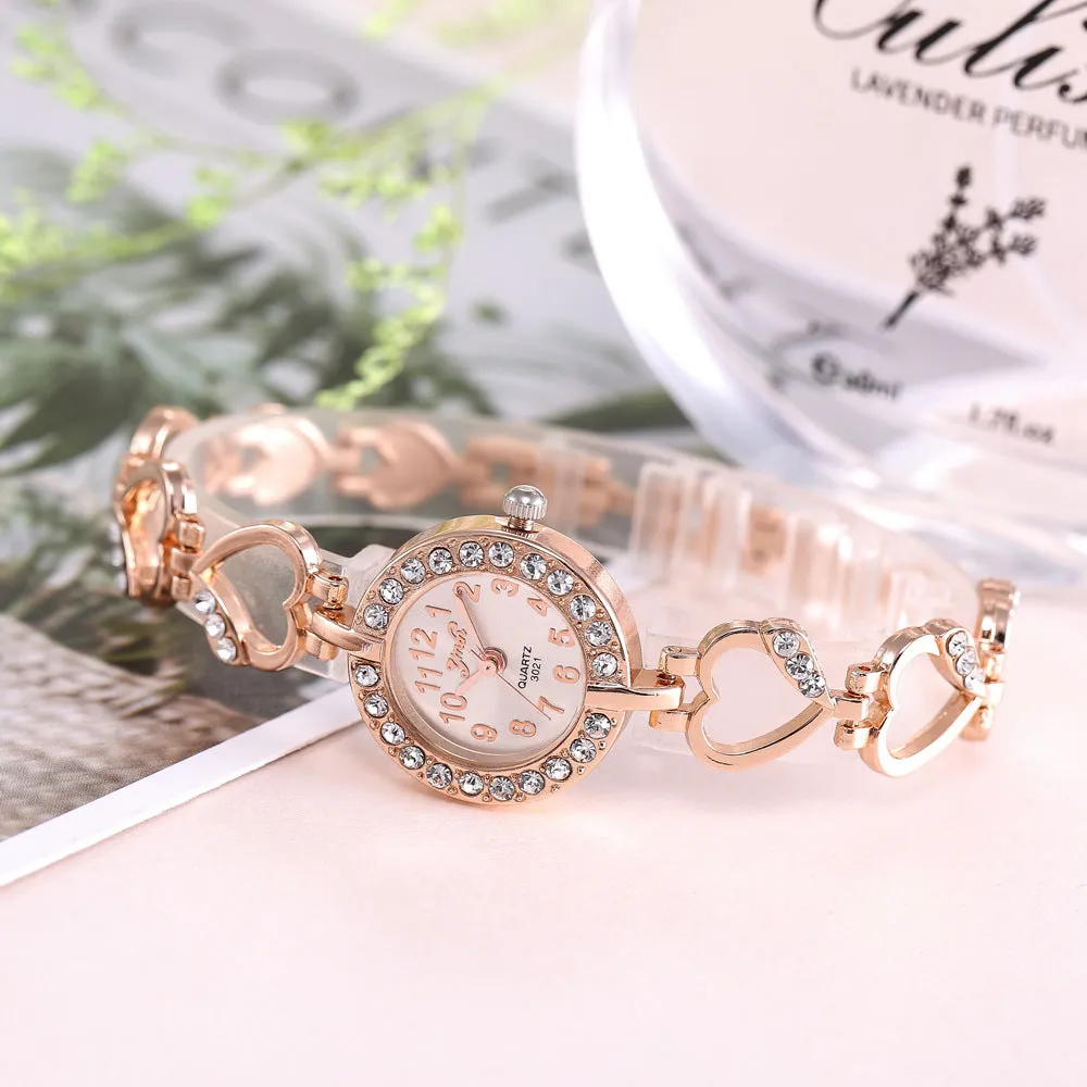 Women's Alloy Set Watch Women's Brace Lace Bracelet Peach Heart String Quartz Watch