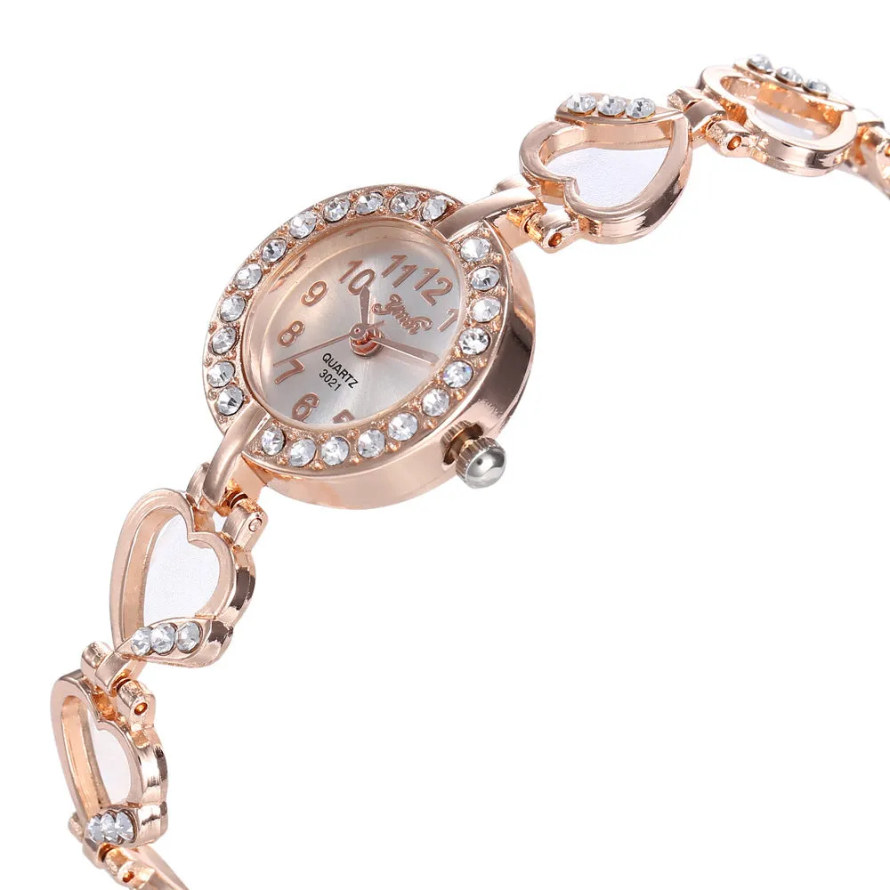 Women's Alloy Set Watch Women's Brace Lace Bracelet Peach Heart String Quartz Watch
