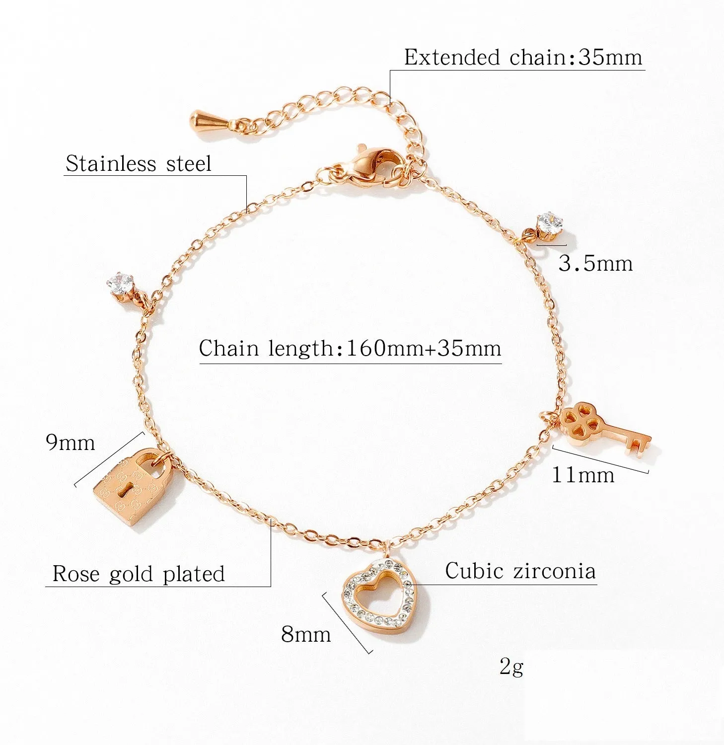 Women's Fashion Key and Lock Bracelet