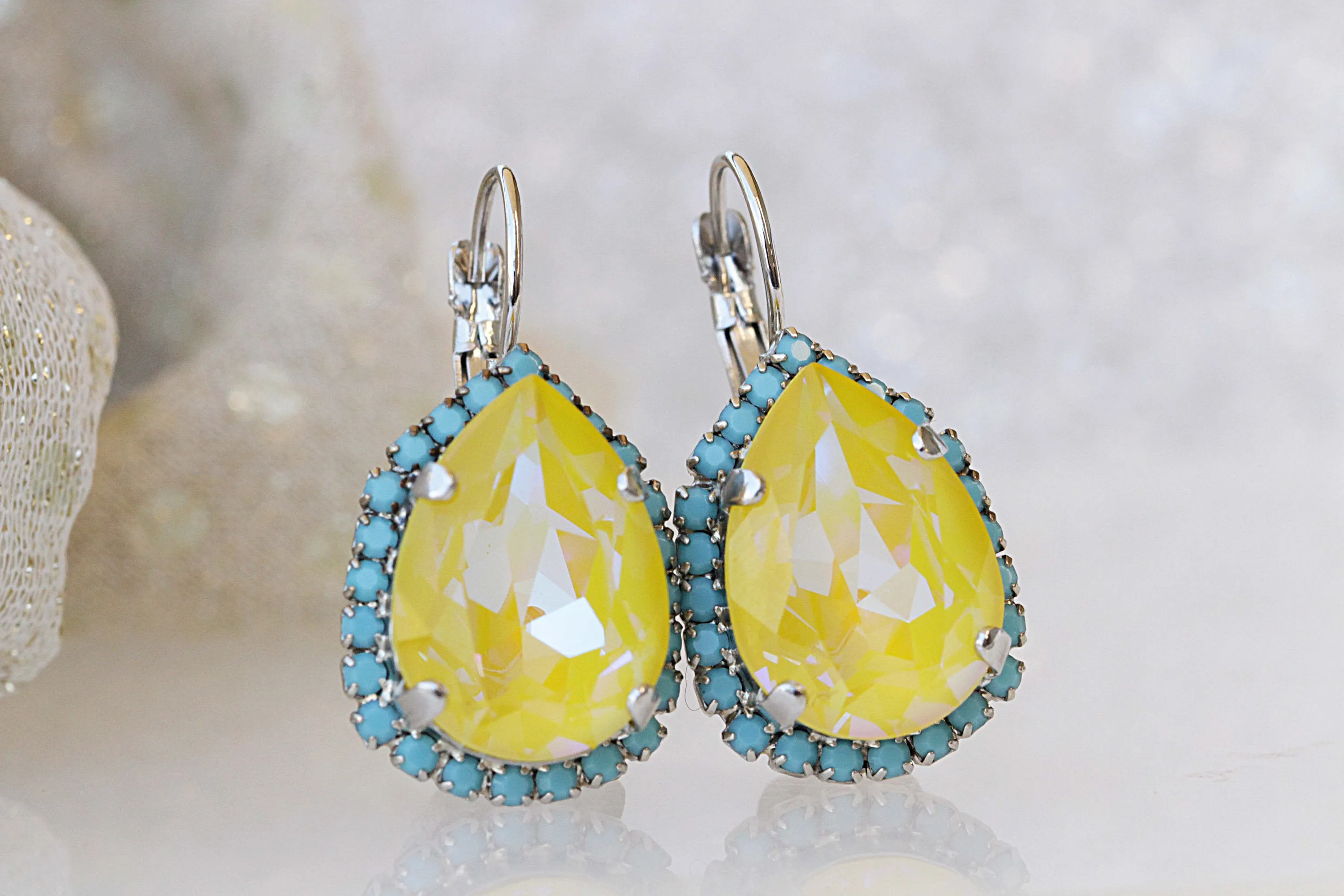 YELLOW BLUE TURQUOISE Earrings