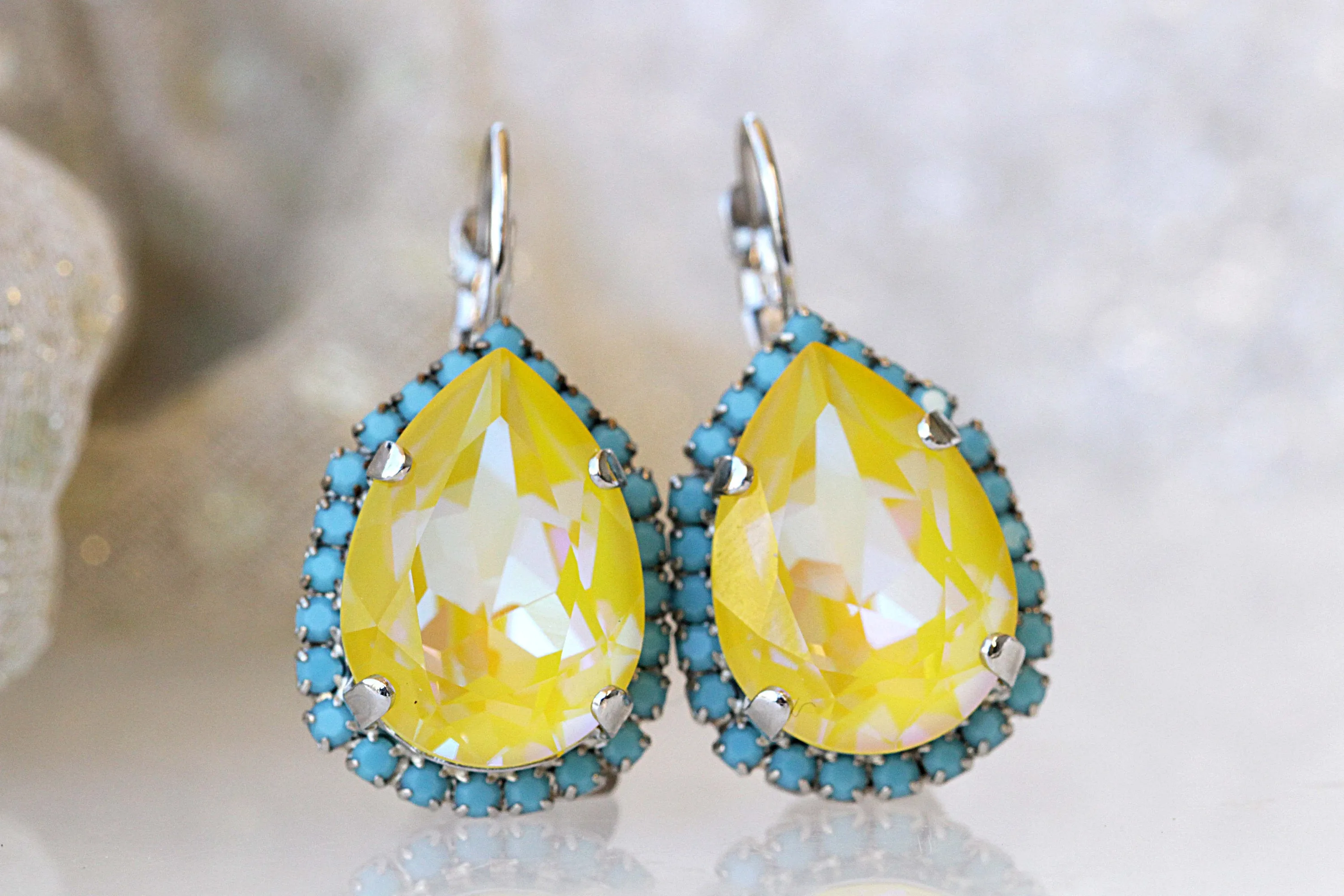YELLOW BLUE TURQUOISE Earrings